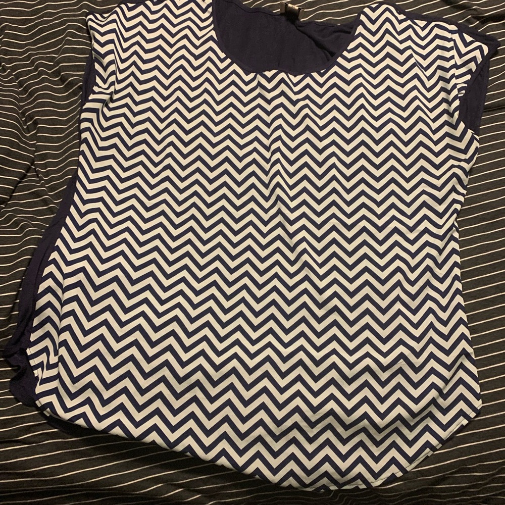 Navy and white chevron top